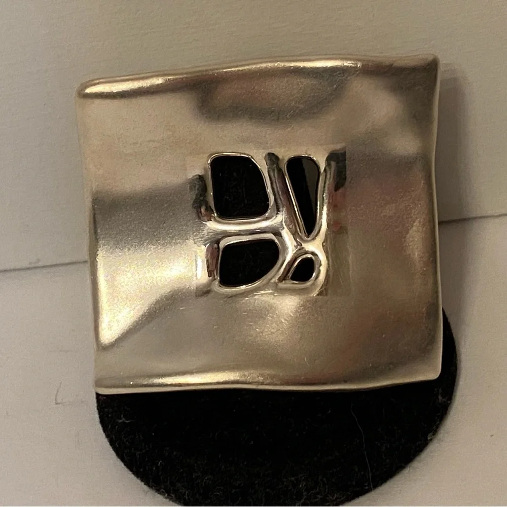 BAT AMI BROOCH PIN 925 STERLING SILVER VINTAGE MODERNIST ABSTRACT ISRAEL SIGNED